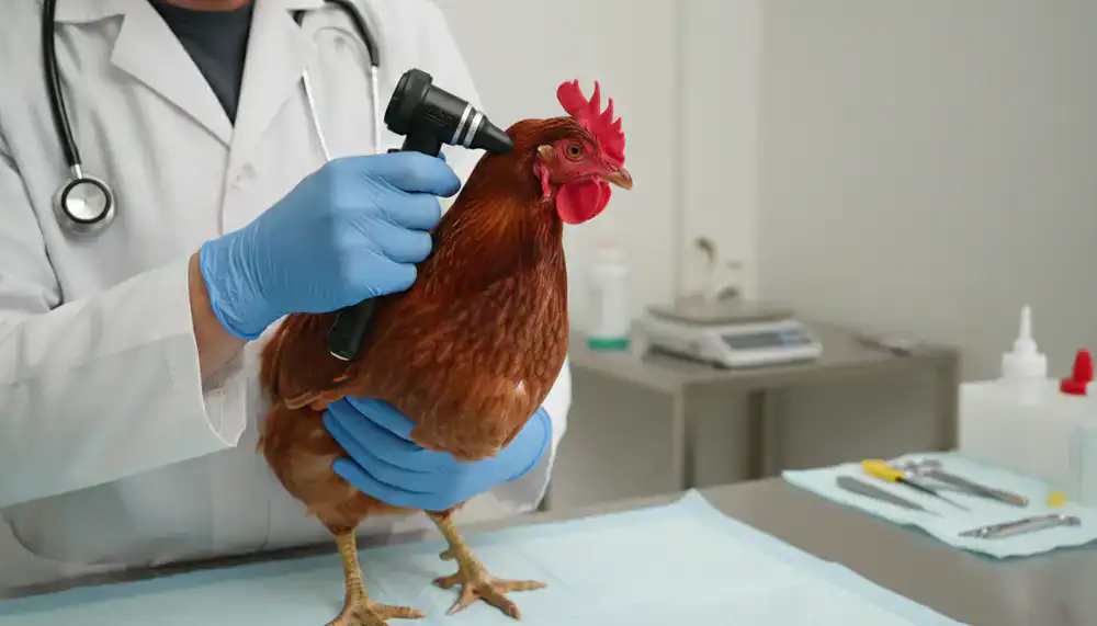 Vérification de la santé d'une poule